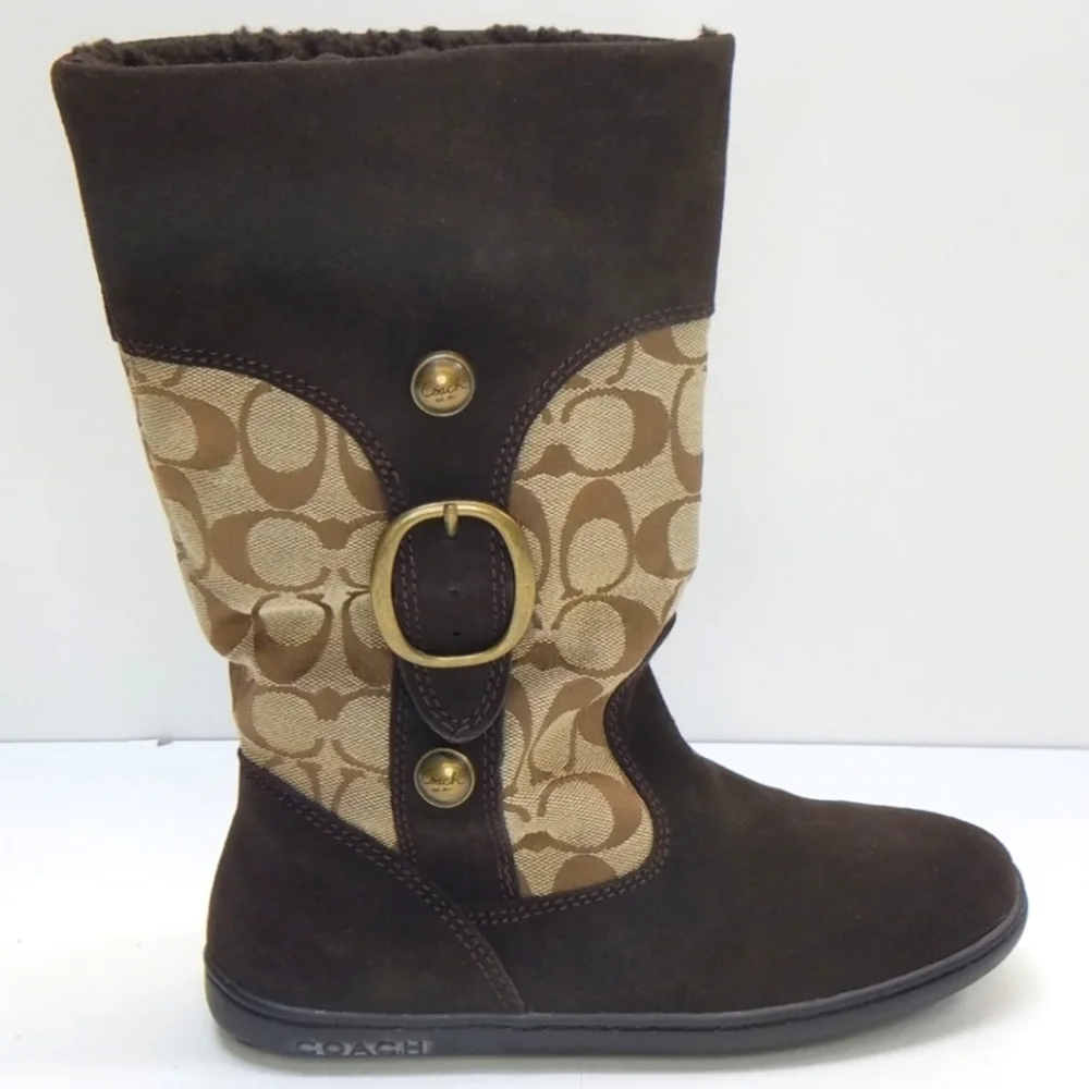 Coach Meyer Women's Signature Brown Boots, Sz 6b